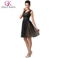 Grace Karin New Design Deep V Neck Short Black Sequins Cocktail Dresses Wholesale CL6156
